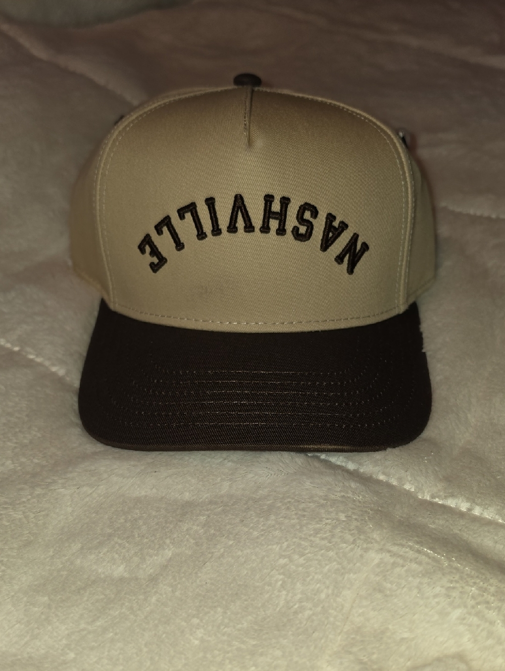 Nashville Two-Tone Trucker Cap - Khaki and Dark Brown